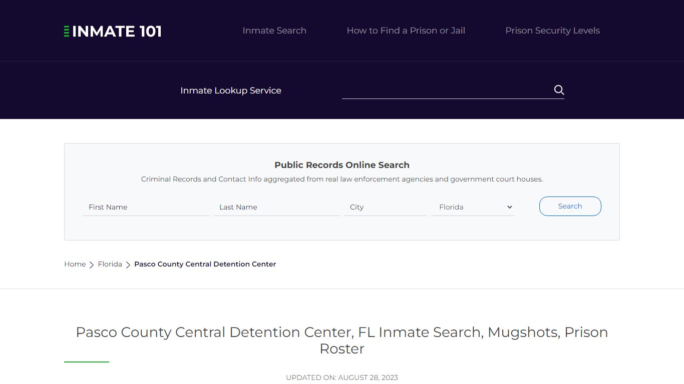 Pasco County Central Detention Center, FL Inmate Search, Mugshots ...